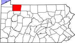 Karte von Warren County innerhalb von Pennsylvania