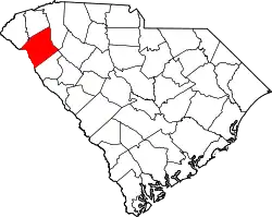Karte von Anderson County innerhalb von South Carolina