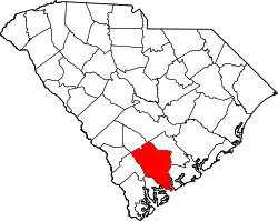 Karte von Colleton County innerhalb von South Carolina