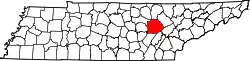 Karte von Cumberland County innerhalb von Tennessee