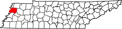 Karte von Dyer County innerhalb von Tennessee