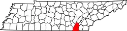 Karte von Hamilton County innerhalb von Tennessee