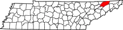 Karte von Hawkins County innerhalb von Tennessee