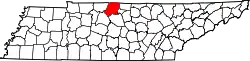 Karte von Sumner County innerhalb von Tennessee
