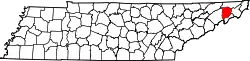 Karte von Washington County innerhalb von Tennessee