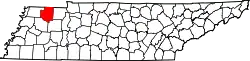 Karte von Weakley County innerhalb von Tennessee