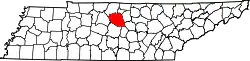 Karte von Wilson County innerhalb von Tennessee