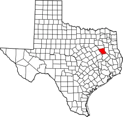 Karte von Anderson County innerhalb von Texas