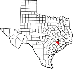 Karte von Austin County innerhalb von Texas