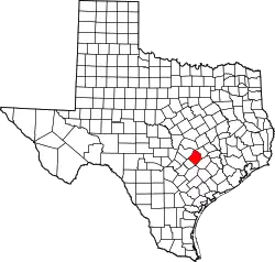 Karte von Bastrop County innerhalb von Texas