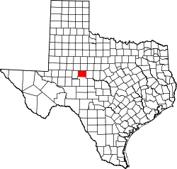 Karte von Coke County innerhalb von Texas