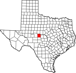 Karte von Concho County innerhalb von Texas
