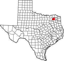 Karte von Hopkins County innerhalb von Texas