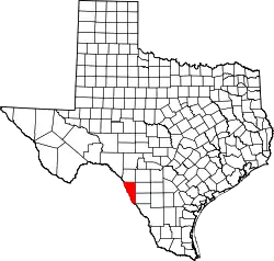 Karte von Maverick County innerhalb von Texas