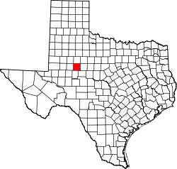 Karte von Mitchell County innerhalb von Texas