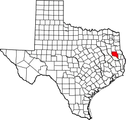 Karte von Nacogdoches County innerhalb von Texas