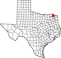 Karte von Red River County innerhalb von Texas