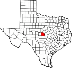 Karte von San Saba County innerhalb von Texas