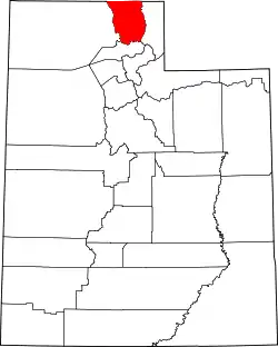 Karte von Cache County innerhalb von Utah