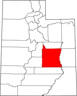 Karte von Emery County innerhalb von Utah