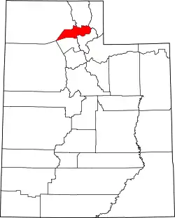 Karte von Weber County innerhalb von Utah
