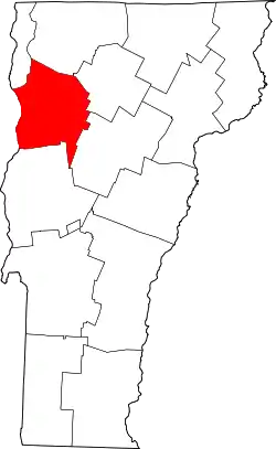Karte von Chittenden County innerhalb von Vermont