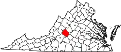Karte von Amherst County innerhalb von Virginia