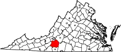 Karte von Franklin County innerhalb von Virginia