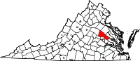 Karte von Hanover County innerhalb von Virginia