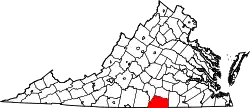 Karte von Mecklenburg County innerhalb von Virginia