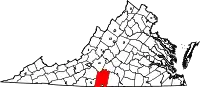 Karte von Pittsylvania County innerhalb von Virginia