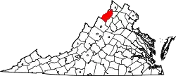 Karte von Shenandoah County innerhalb von Virginia