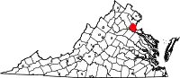Karte von Stafford County innerhalb von Virginia