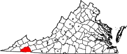 Karte von Washington County innerhalb von Virginia