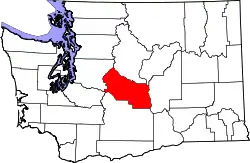 Karte von Kittitas County innerhalb von Washington
