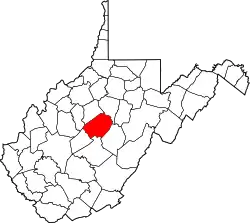 Karte von Braxton County innerhalb von West Virginia