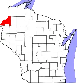 Karte von Burnett County innerhalb von Wisconsin