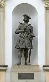 Bronzestatue Maximilian&nbsp;I. am Städtischen Kaufhaus (2012)