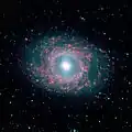 Aufnahme der Balkenspiralgalaxie M 95 mit dem Spitzer-Weltraumteleskop