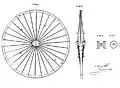 Radialspeichenrad von Eugène Meyer(französisches Patent 86705 vom 4.&nbsp;August 1869)