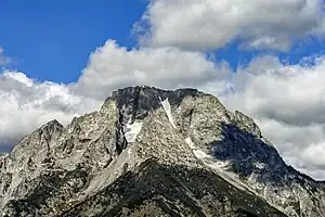Falling Ice Glacier (links) und Skillet Glacier (rechts) am Mount Moran