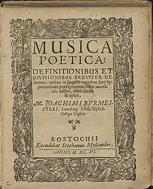 Joachim Burmeister: Musica poetica (1606)
