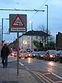 Warnhinweis für Radfahrer in Nottingham