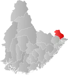 Lage der Kommune in der Provinz Agder