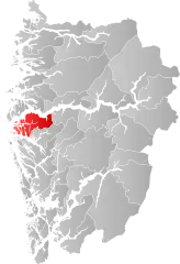 Lage der Kommune in der Provinz Vestland