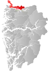 Lage der Kommune in der Provinz Vestland