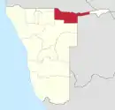 Lage der Region Kavango in Namibia