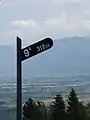 Neigungszeiger der alten Bauart für 96 ‰ Gefälle am Stoss bei den Appenzeller Bahnen (AB)