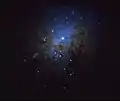 Zentrum der Galaxie NGC&nbsp;1275 mit Teilen des relativistischen Gases (Gasblasen)