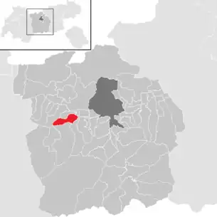 Lage der Gemeinde Oberperfuss im Bezirk Innsbruck-Land (anklickbare Karte)